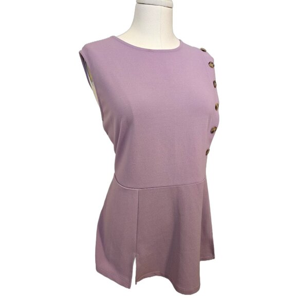 Womens Lilac Purple Sleeves Top Peplum Button Plus Size Cute Pastel Girly - Picture 3 of 8